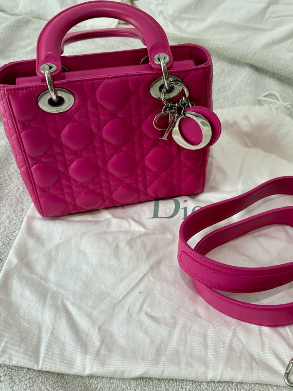Lady Dior Cannage Bag – Hot Pink Lambskin, Silver Hardware - Picture 12 of 15